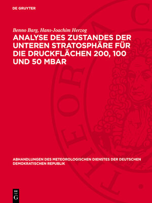 cover image of Analyse des Zustandes der unteren Stratosphäre für die Druckflächen 200, 100 und 50 mbar